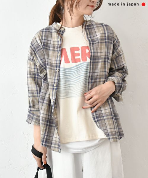 her.｜バンドカラーチェックシャツ [[CE3SH250404C]][C]
