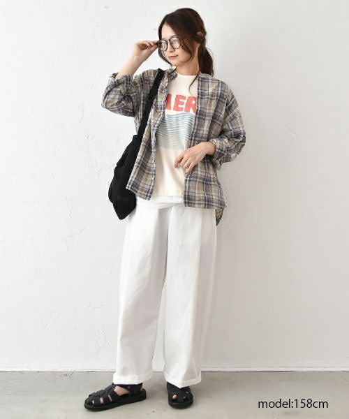 her.｜バンドカラーチェックシャツ [[CE3SH250404C]][C]