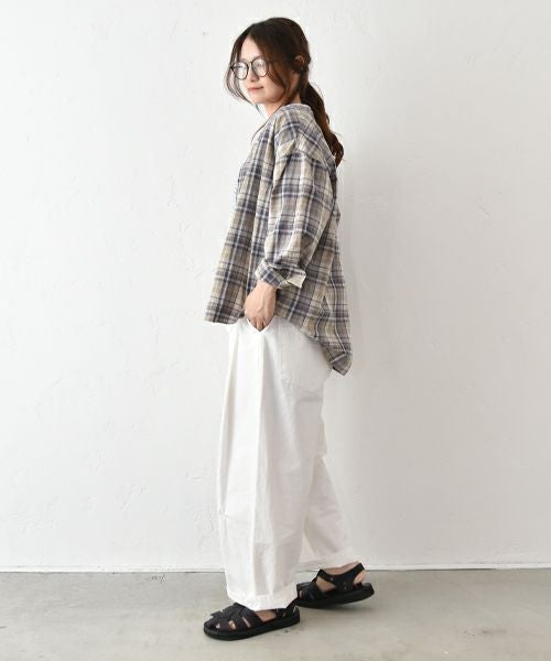 her.｜バンドカラーチェックシャツ [[CE3SH250404C]][C]