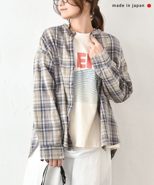 her.｜バンドカラーチェックシャツ [[CE3SH250404C]][C]
