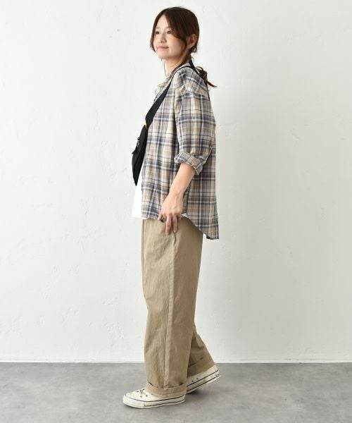 her.｜バンドカラーチェックシャツ [[CE3SH250404C]][C]