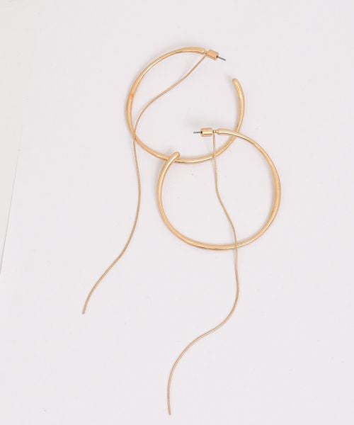 CHIGNON｜BIGフープ＆チェーン2wayピアス マットゴールド