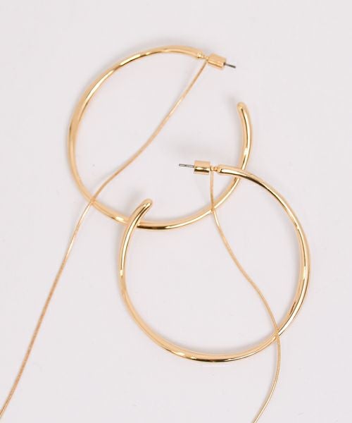 CHIGNON｜BIGフープ＆チェーン2wayピアス ゴールド