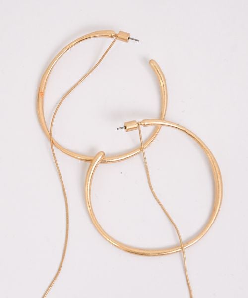CHIGNON｜BIGフープ＆チェーン2wayピアス マットゴールド
