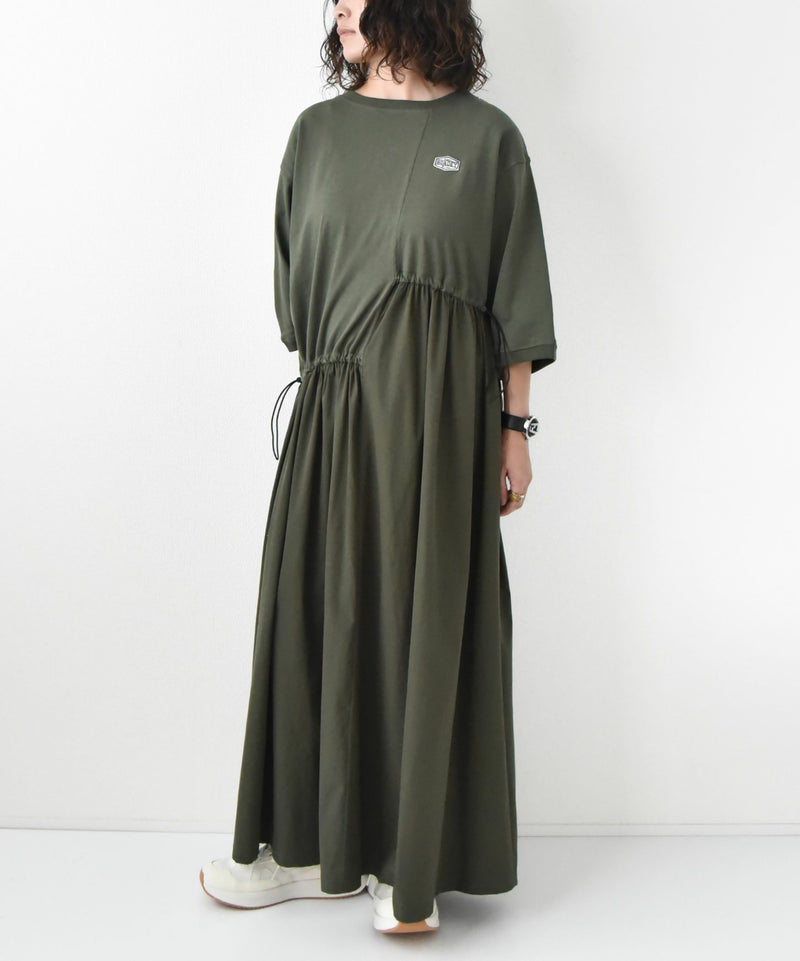 day standard｜異素材切り替えアシンメトリー　7分袖ワンピース [[K52125-28]][D]