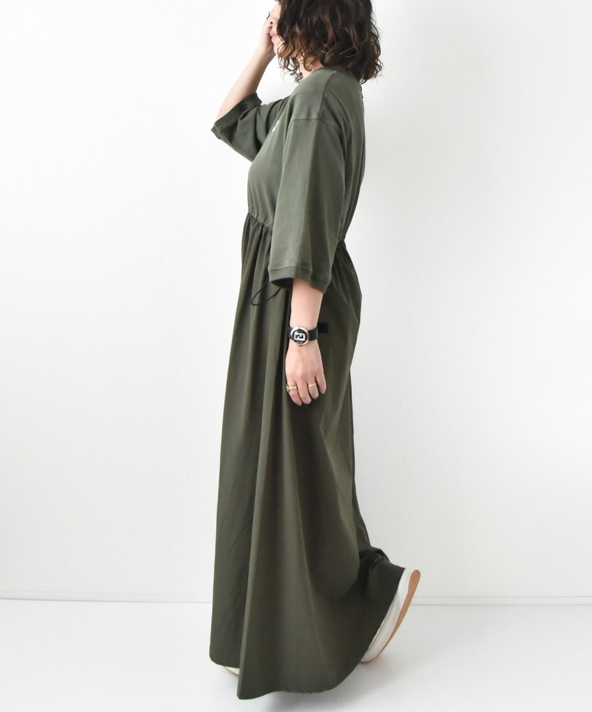 day standard｜異素材切り替えアシンメトリー　7分袖ワンピース [[K52125-28]][D]