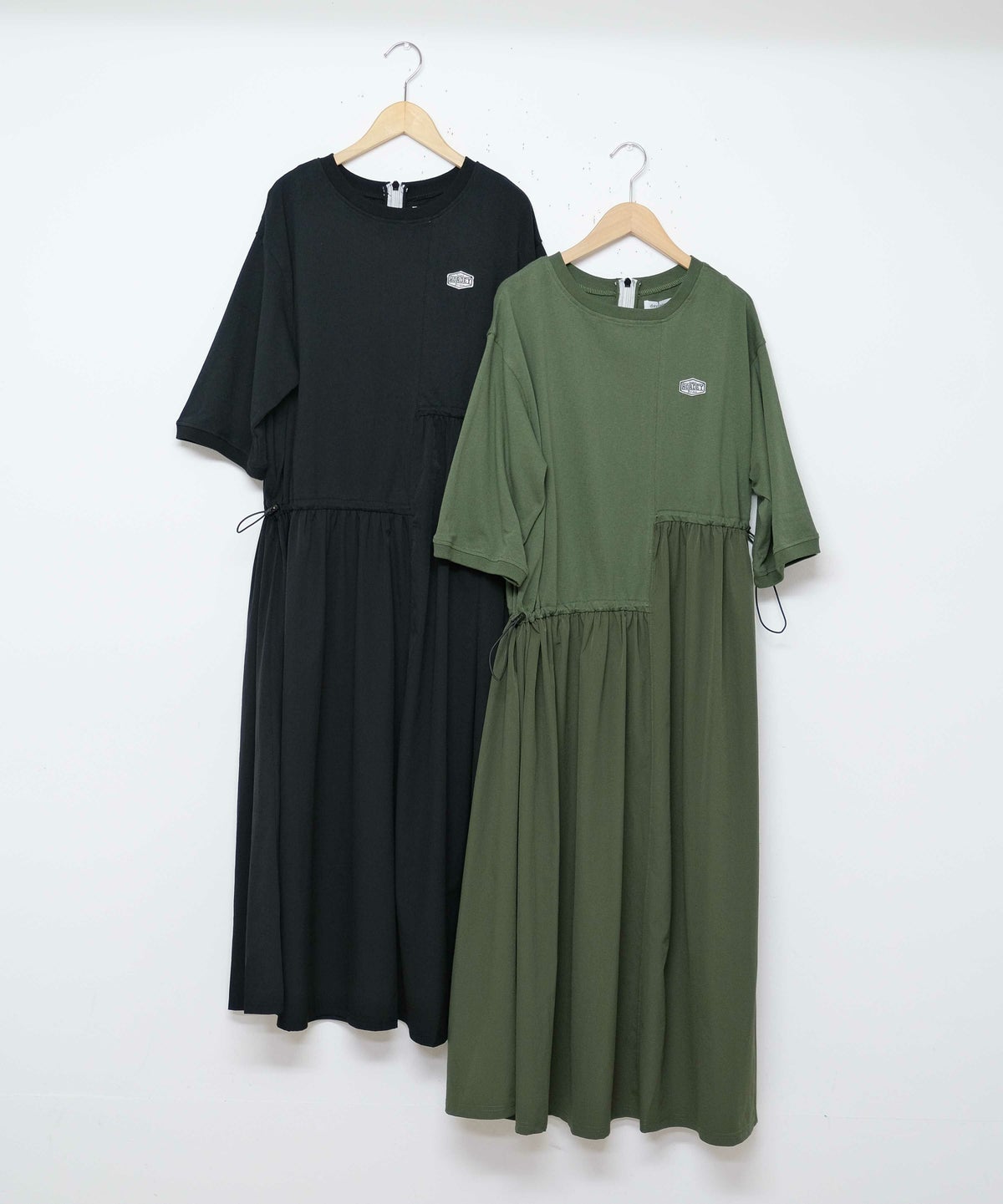 day standard｜異素材切り替えアシンメトリー　7分袖ワンピース [[K52125-28]][D]