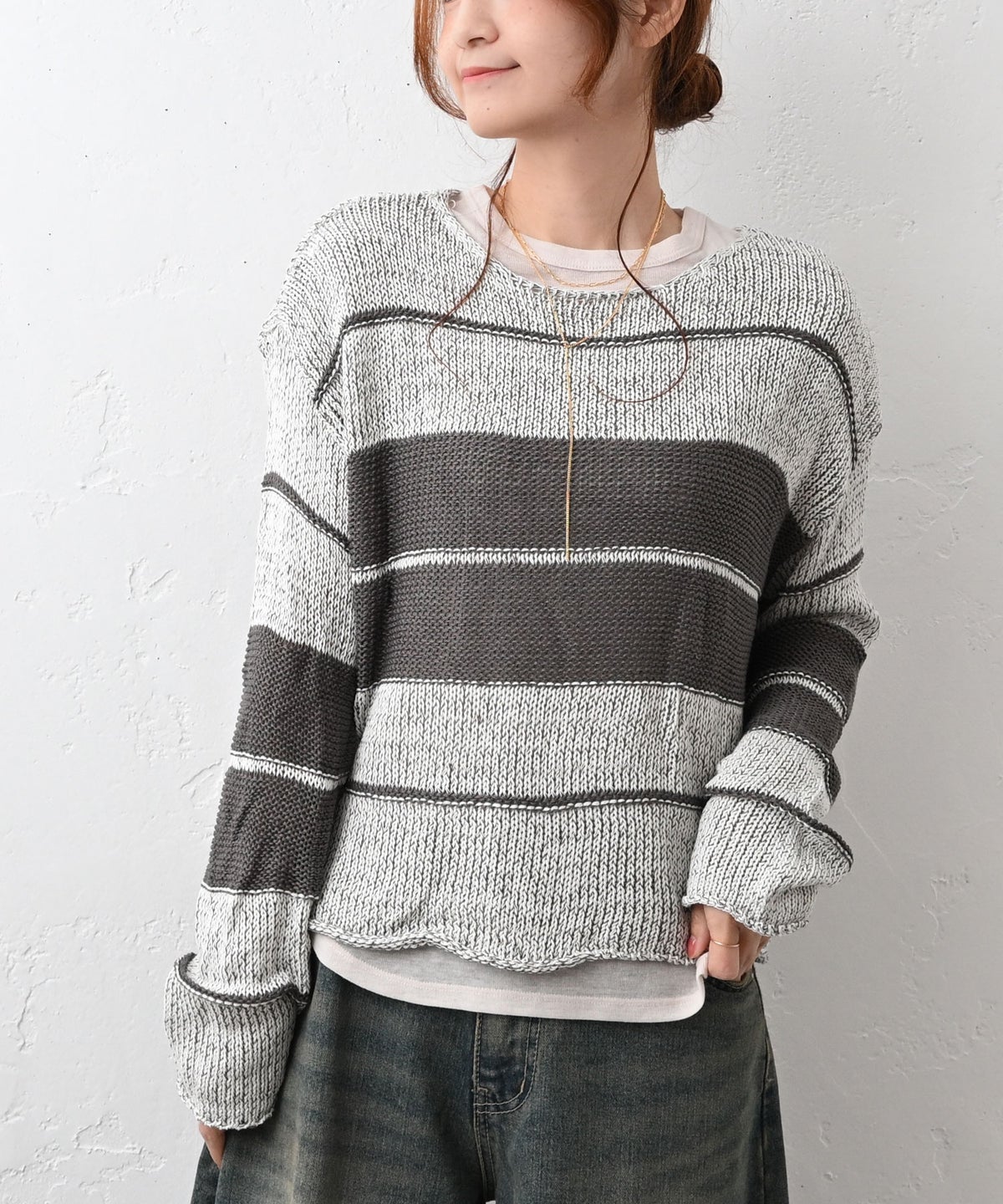 HUMS｜ランダムボーダーニット [[030252]][C]