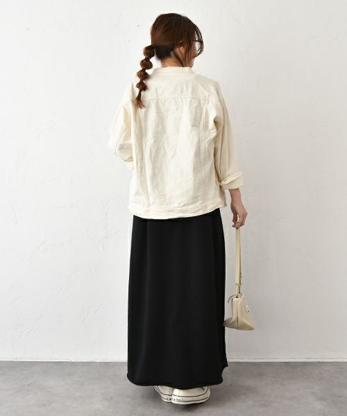 Our.｜ノーカラーチノ素材ジャケット [[131311-1H]][C]