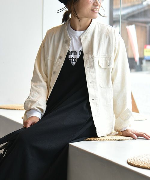 Our.｜ノーカラーチノ素材ジャケット [[131311-1H]][C]