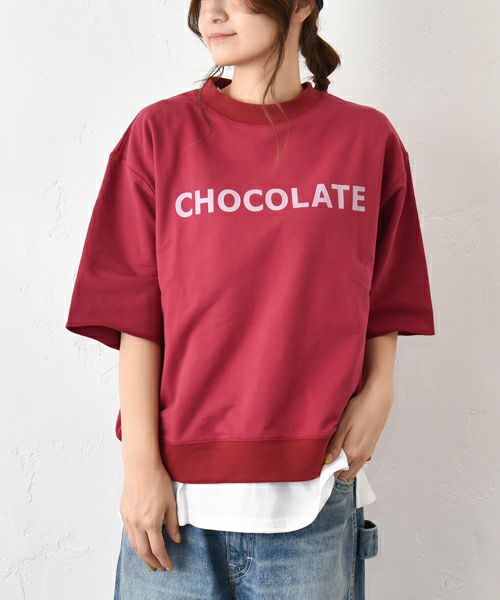  Gives a sense of fullment｜6分袖プリントスウェット [[853315]][C]