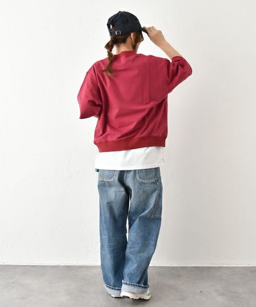  Gives a sense of fullment｜6分袖プリントスウェット [[853315]][C]