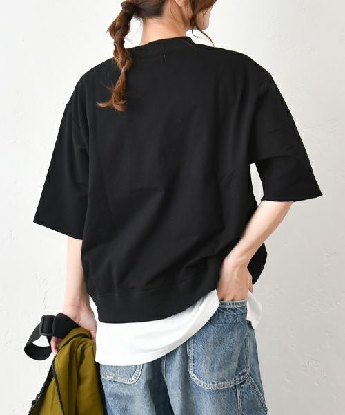  Gives a sense of fullment｜6分袖プリントスウェット [[853315]][C]