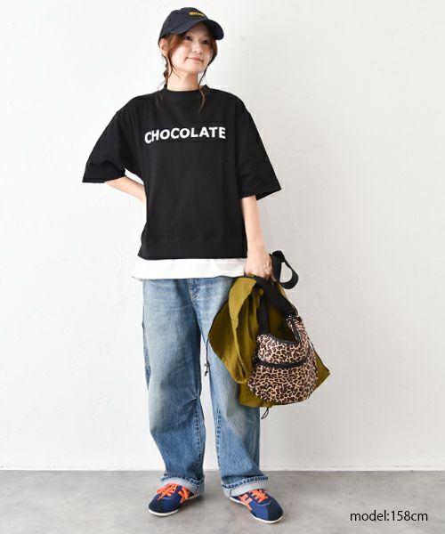  Gives a sense of fullment｜6分袖プリントスウェット [[853315]][C]