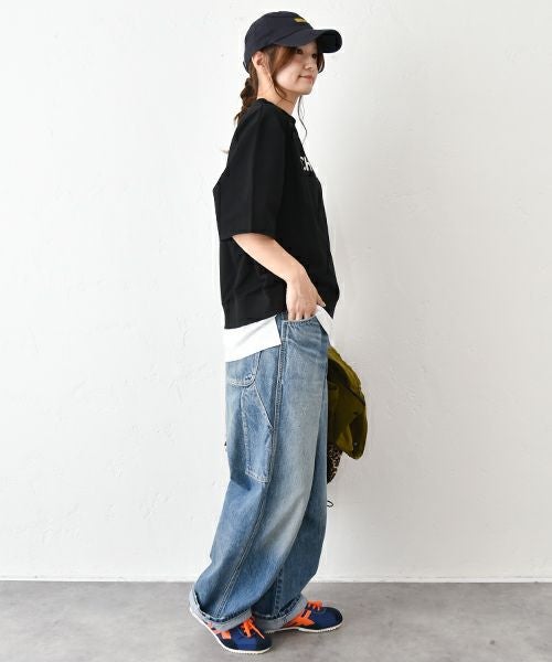  Gives a sense of fullment｜6分袖プリントスウェット [[853315]][C]