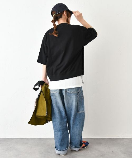  Gives a sense of fullment｜6分袖プリントスウェット [[853315]][C]