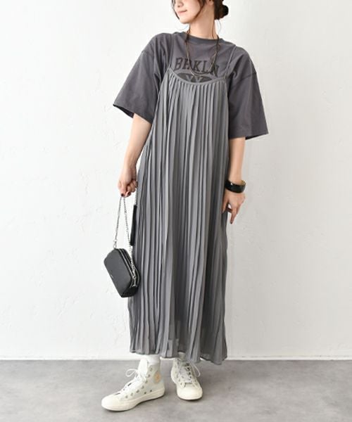 HUMS｜プリーツキャミワンピース [[150252]][C]