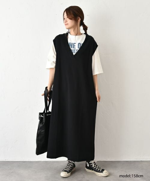 her.｜かのこ素材Vネックワンピース [[131306H]][C]