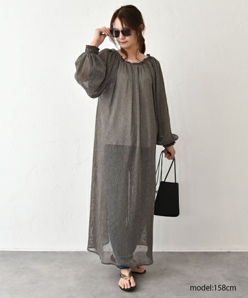 HUMS｜メッシュギャザーワンピース [[HUM-064]][C]