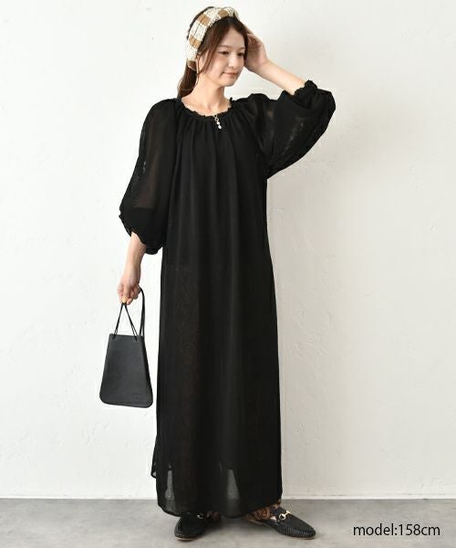 HUMS｜メッシュギャザーワンピース [[HUM-064]][C]