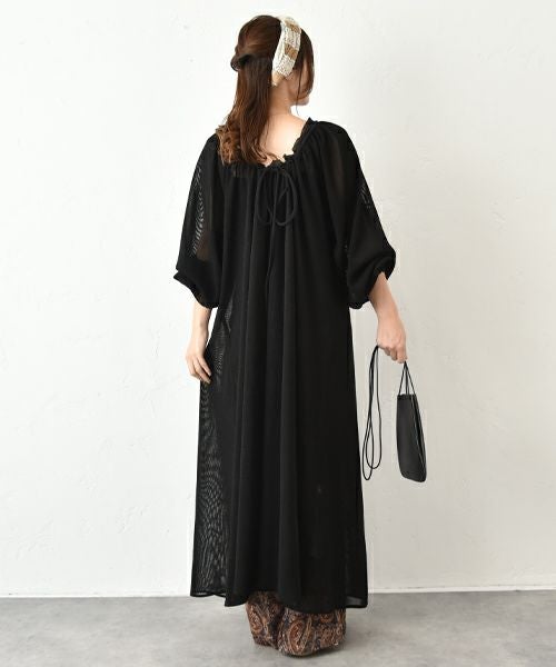 HUMS｜メッシュギャザーワンピース [[HUM-064]][C]