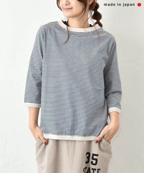 and quarter｜7分袖ボーダーカットソー [[MA-053]][C]