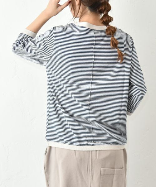and quarter｜7分袖ボーダーカットソー [[MA-053]][C]