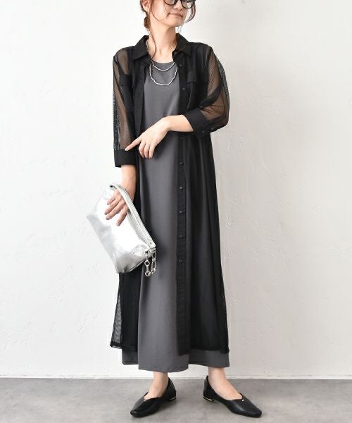 MICALLE MICALLE｜メッシュシャツコート [[MME148DDB]][C]