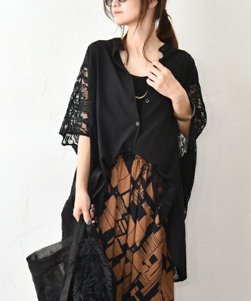 MICALLE MICALLE｜レース切替シャツ [[MME157HDB]][C]