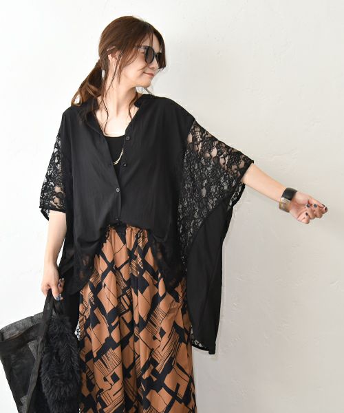 MICALLE MICALLE｜レース切替シャツ [[MME157HDB]][C]