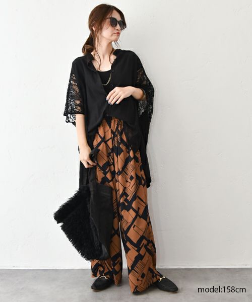 MICALLE MICALLE｜レース切替シャツ [[MME157HDB]][C]