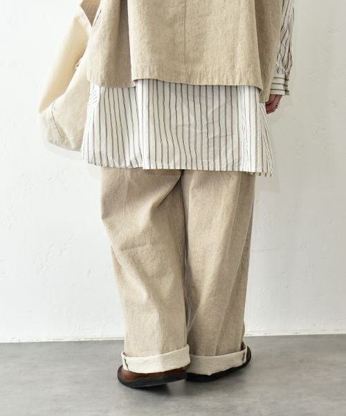 No18｜綿麻起毛タックボールパンツ [[CE1PT231008T]][C]