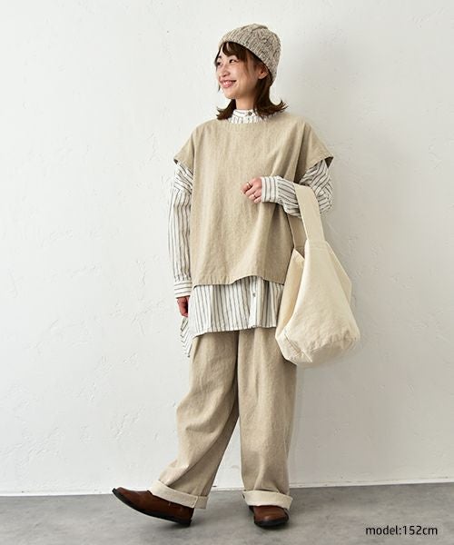 No18｜綿麻起毛タックボールパンツ [[CE1PT231008T]][C]