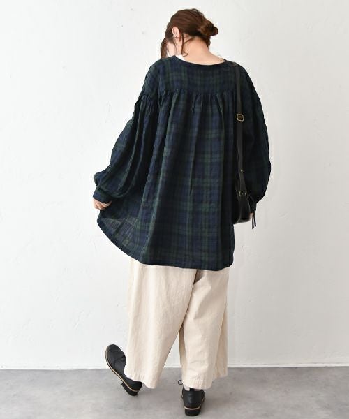 08Mab｜リネンVネックギャザーシャツ [[CF-825HF1244]][C]