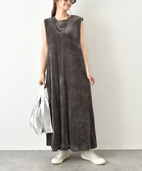 HUMS｜ベロア風ノースリーブワンピース [[C-5102]][C]
