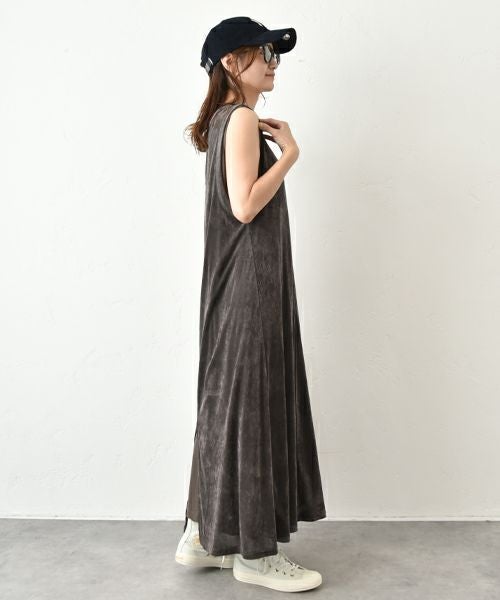 HUMS｜ベロア風ノースリーブワンピース [[C-5102]][C]
