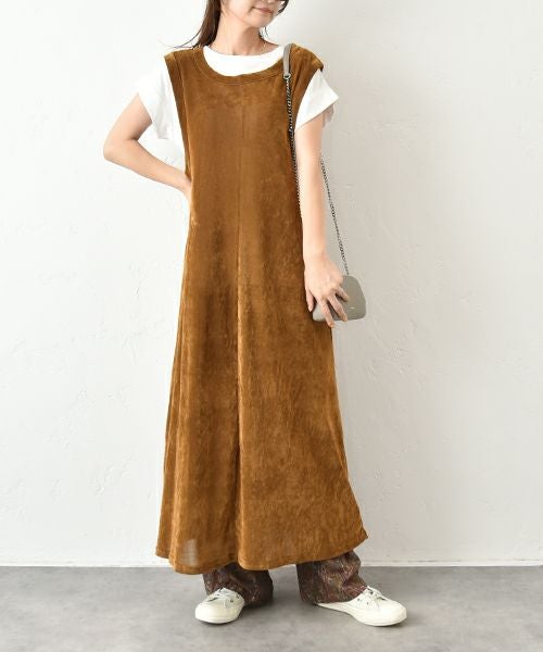 HUMS｜ベロア風ノースリーブワンピース [[C-5102]][C]