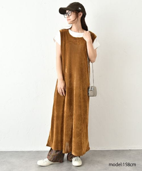 HUMS｜ベロア風ノースリーブワンピース [[C-5102]][C]