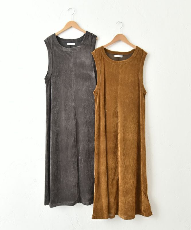 HUMS｜ベロア風ノースリーブワンピース [[C-5102]][C]