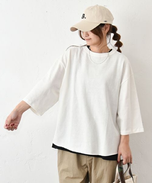 her.｜ヴィンテージ風7分袖カットソー [[131324H]][C]