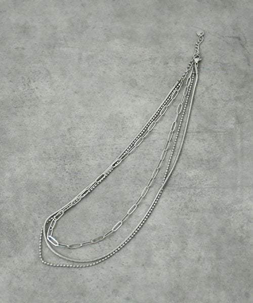  cadu.｜3連mixチェーンロングネックレス