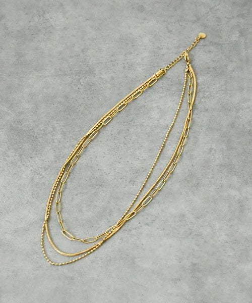  cadu.｜3連mixチェーンロングネックレス