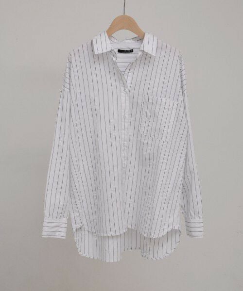 Hymn LIPA シワ加工ピンストレギュラーシャツ