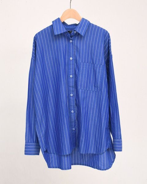 Hymn LIPA シワ加工ピンストレギュラーシャツ