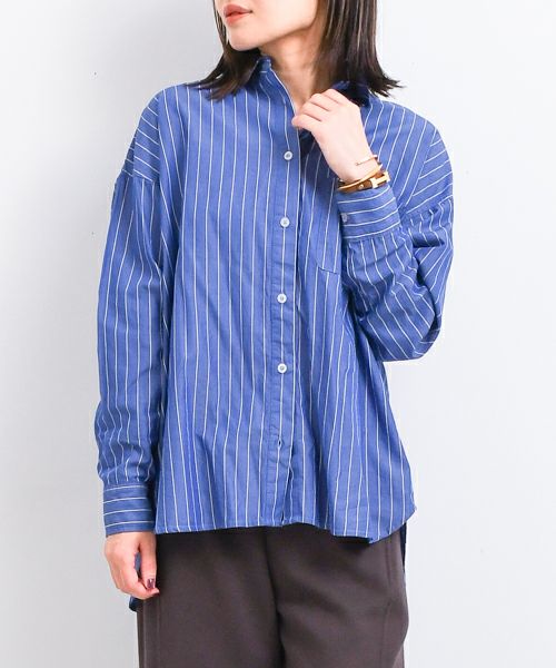 Hymn LIPA シワ加工ピンストレギュラーシャツ