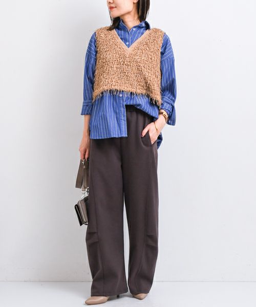 Hymn LIPA シワ加工ピンストレギュラーシャツ