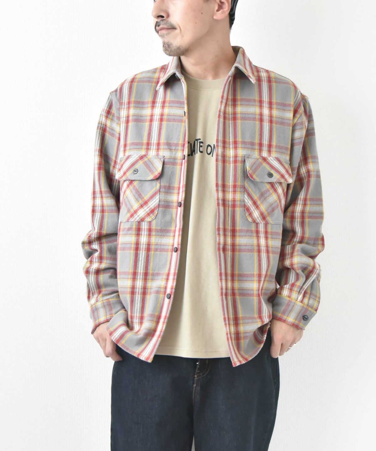 BIG MIKE｜ヘビーフランネルロングスリーブシャツ [[102535107]][D]