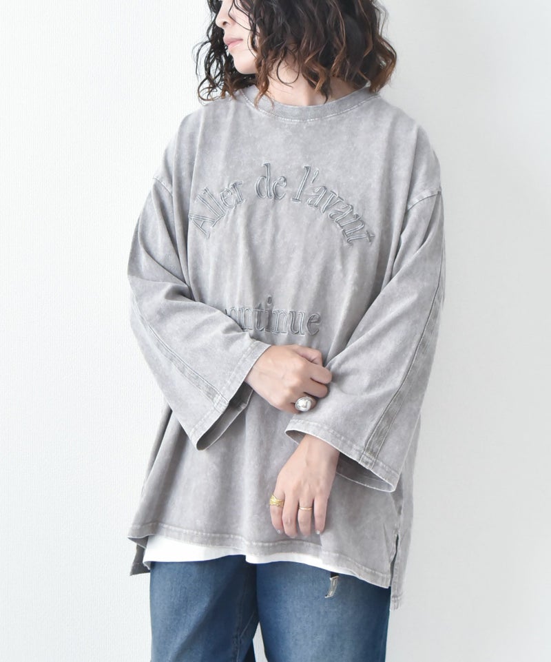 KAKELA&TRANQUIL｜刺繍ロゴクルー7分袖 [[12505-253-10]][D]