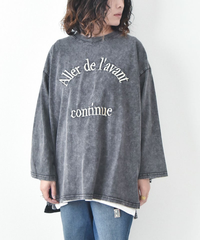 KAKELA&TRANQUIL｜刺繍ロゴクルー7分袖 [[12505-253-10]][D]