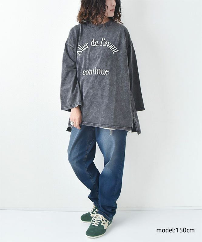 KAKELA&TRANQUIL｜刺繍ロゴクルー7分袖 [[12505-253-10]][D]